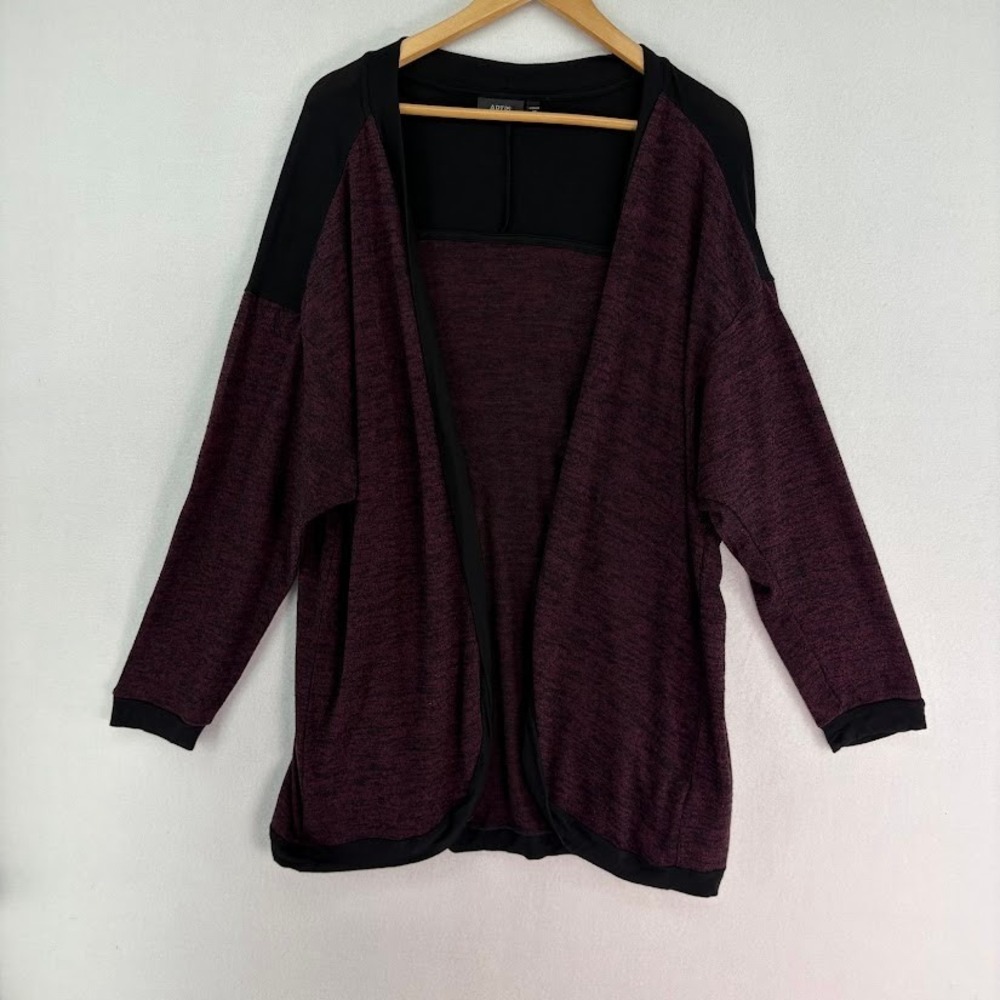 Women's Plus Size 1X Apt.9 Open‎ Cardigan Heather Maroon/Black